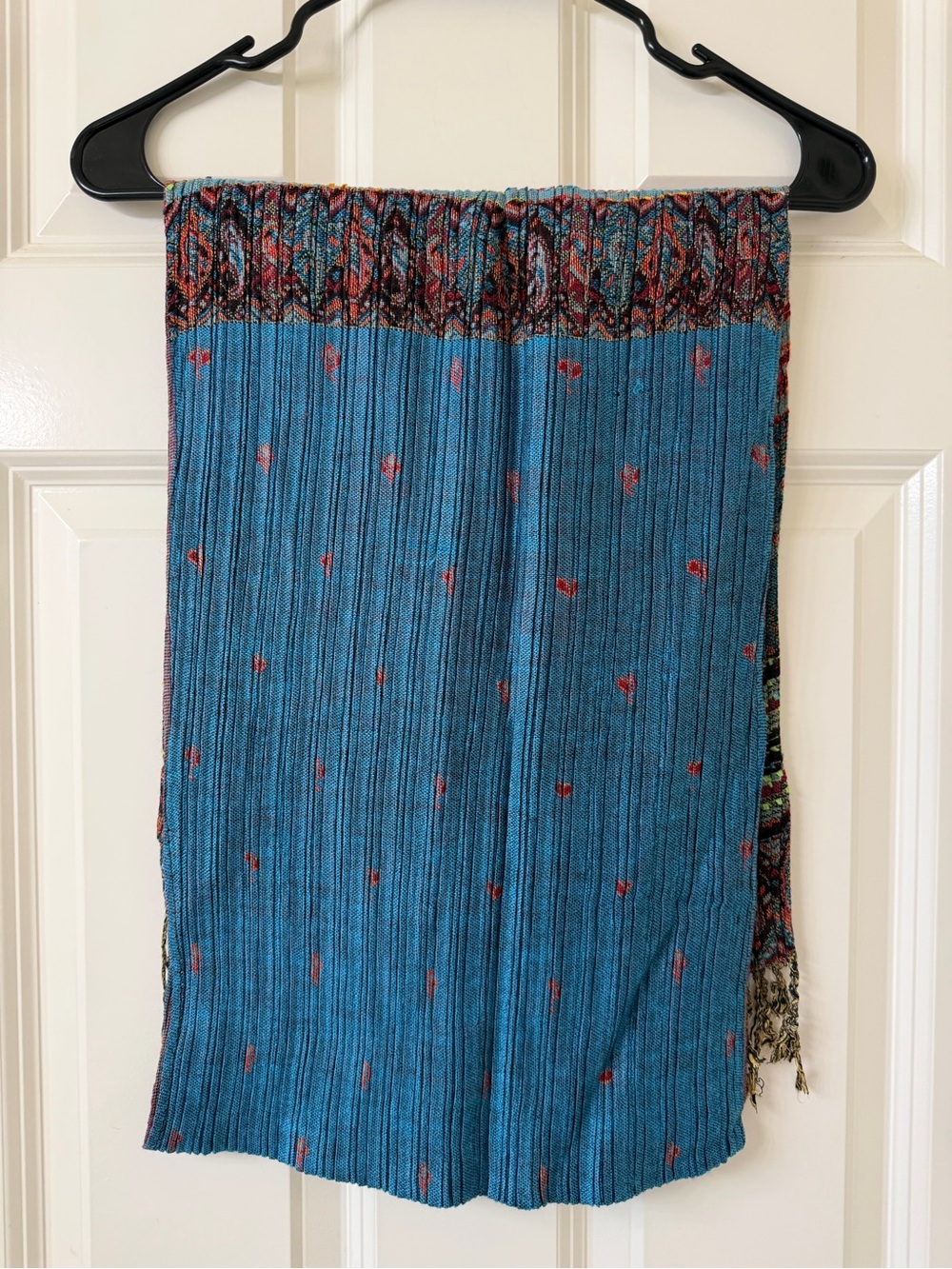 Pashmina Scarf - Multicolor Pleated Fringe -EUC!